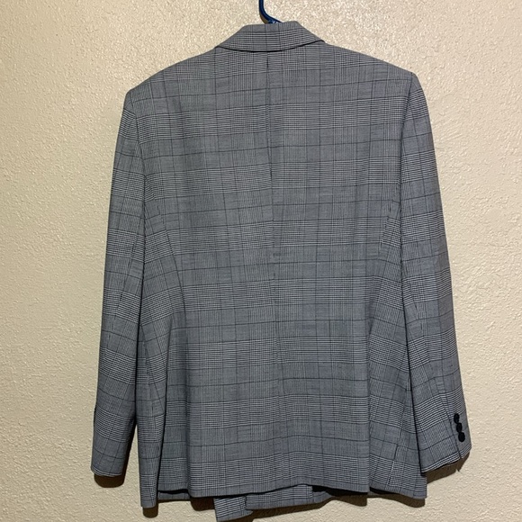 Anne Klein Blazer Jacket 14 Double Breasted Hounds Tooth Black White Pockets - Picture 11 of 15